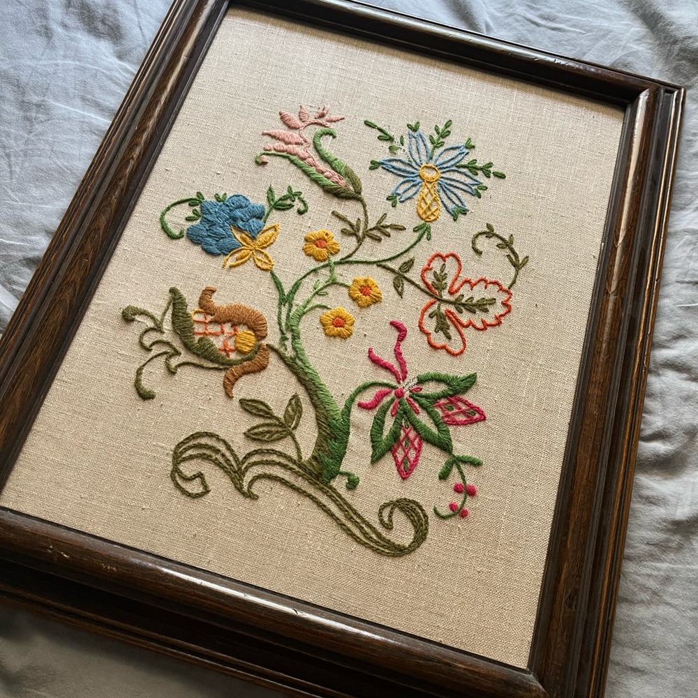 Giant Floral Embroidered Wall Art